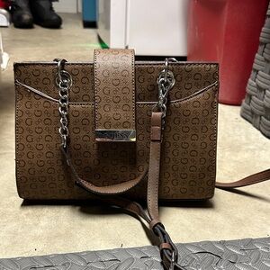 Guess Tan Crossbody Bag with Chain Detail